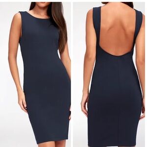 New Lululs A Lady Navy Blue Backless Dress Medium Cocktail